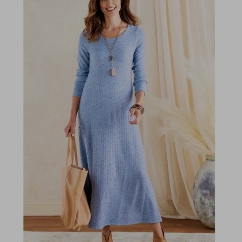 Soft Surroundings Blue Clio Sweater Maxi Dress